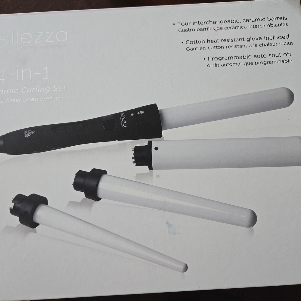 4-in-1 Ceramic Curling Set - Black and White